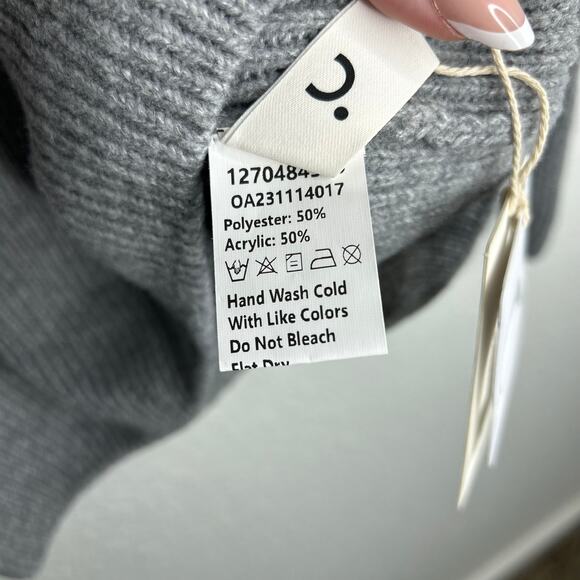 Commense Gray Oversized Overfold Off The Shoulder Knit Sweater S NWT - Picture 7 of 8